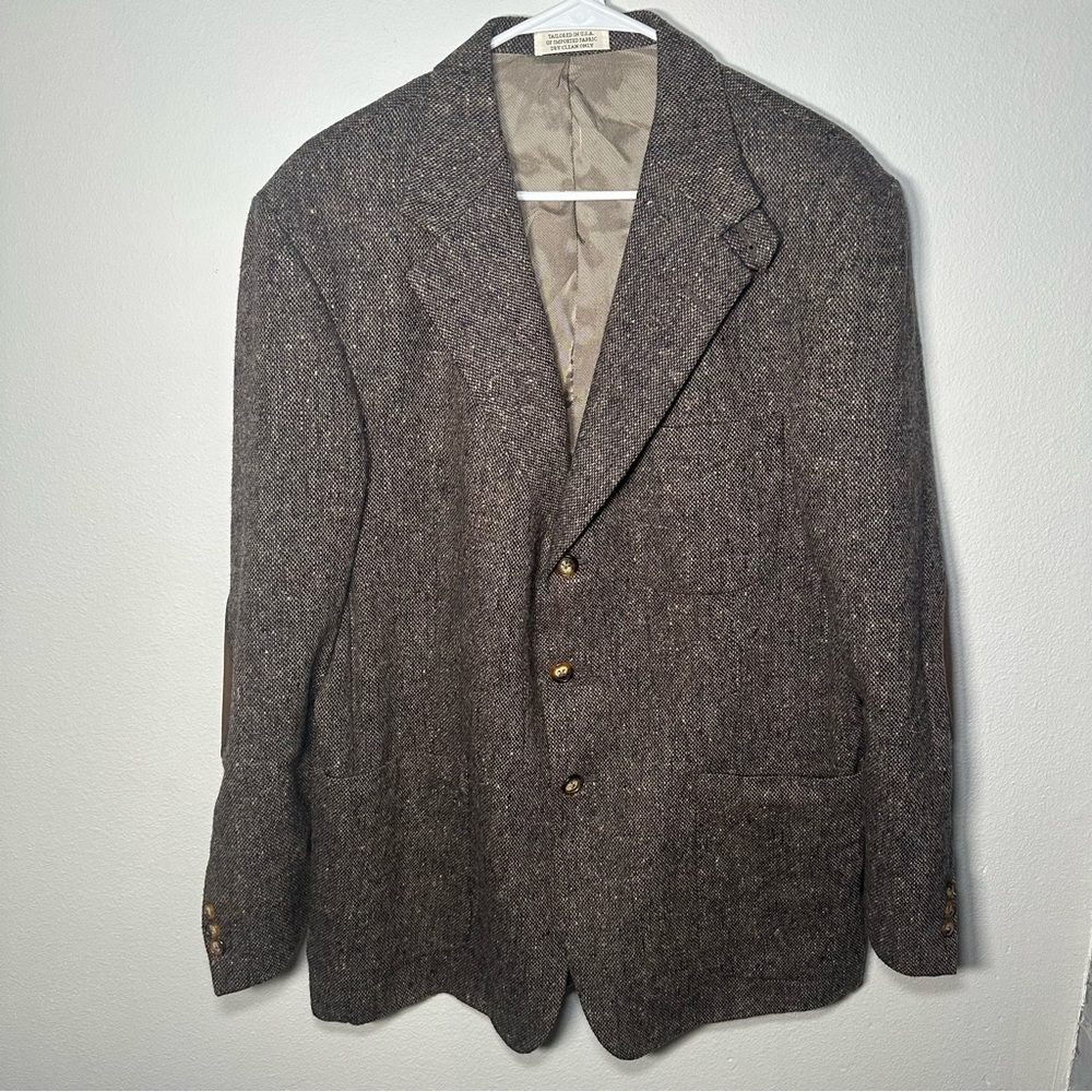 Orvis Jacket Mens Brown Wool Twill with Elbow Patches